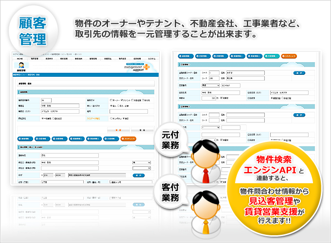 顧客管理(賃貸管理業務支援システム「マネジメント・サポート・プラス」・機能イメージ)